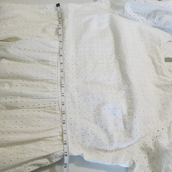 A New Day White Eyelet Puff Sleeve Midi Dress Cotton Ruffles Tiered Size XXL - Picture 10 of 15